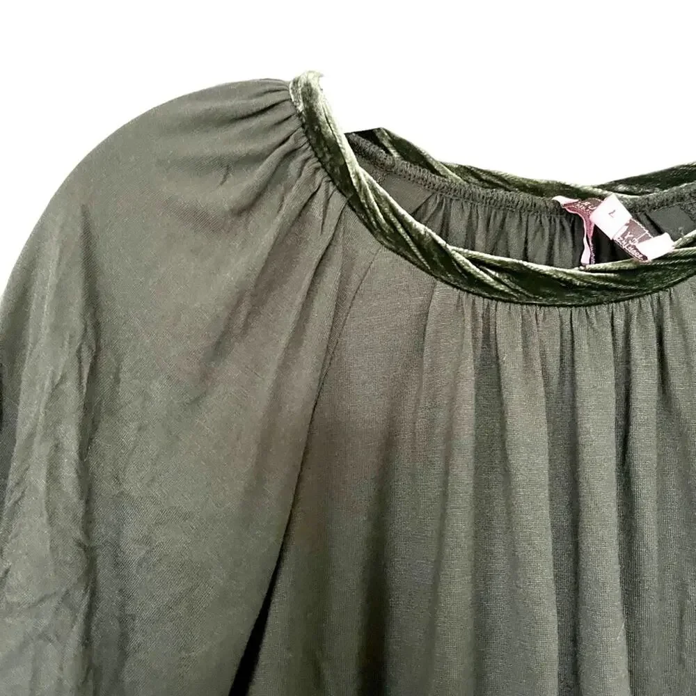 Juicy Couture girls green jersey shift dress velvet trim size 7